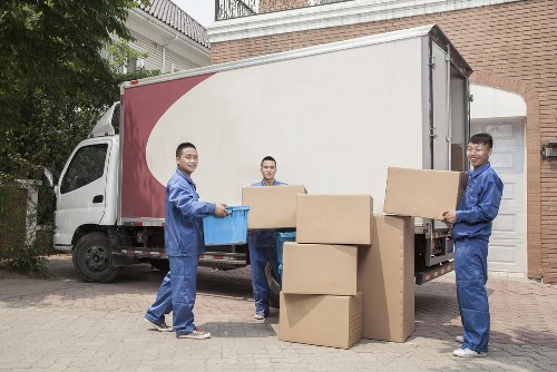 A sustainable moving van with boxes and reusable items in Shepherdsbush