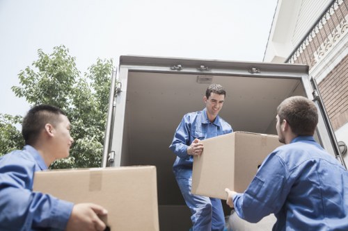 Removal van and movers in a Shepherds Bush street