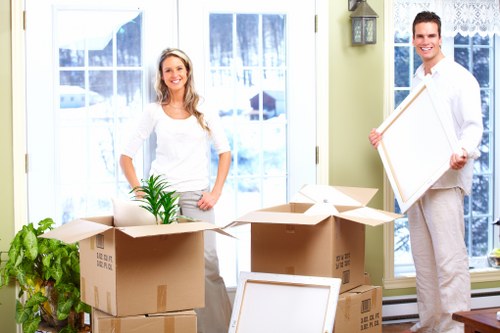 Furniture and boxes arranged safely inside a removals van